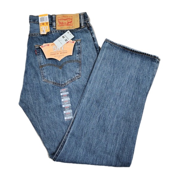 Levi's Men's 501 Original Fit Straight Jeans Stone Wash 40 x 32 Button Fly NWT - Picture 1 of 7